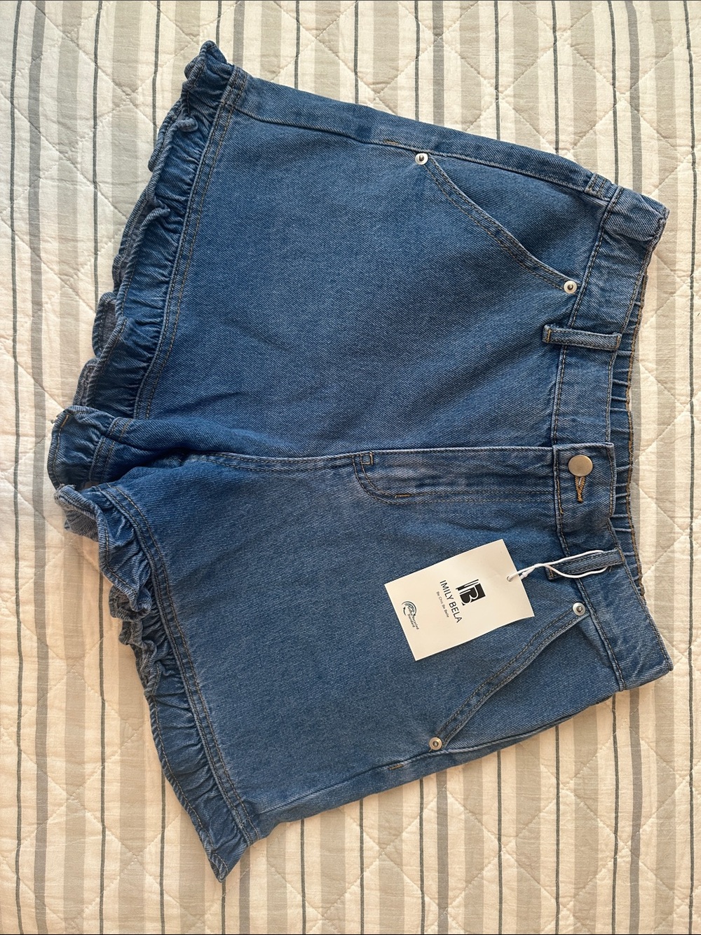 Nike Denim Ruffle-Hem Jean Shorts - Blue